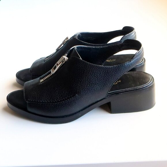 3.1 Phillip Lim Black Leather Open Toe Slingback Block Heel Loafers / Shoes 8.5 - Picture 10 of 16